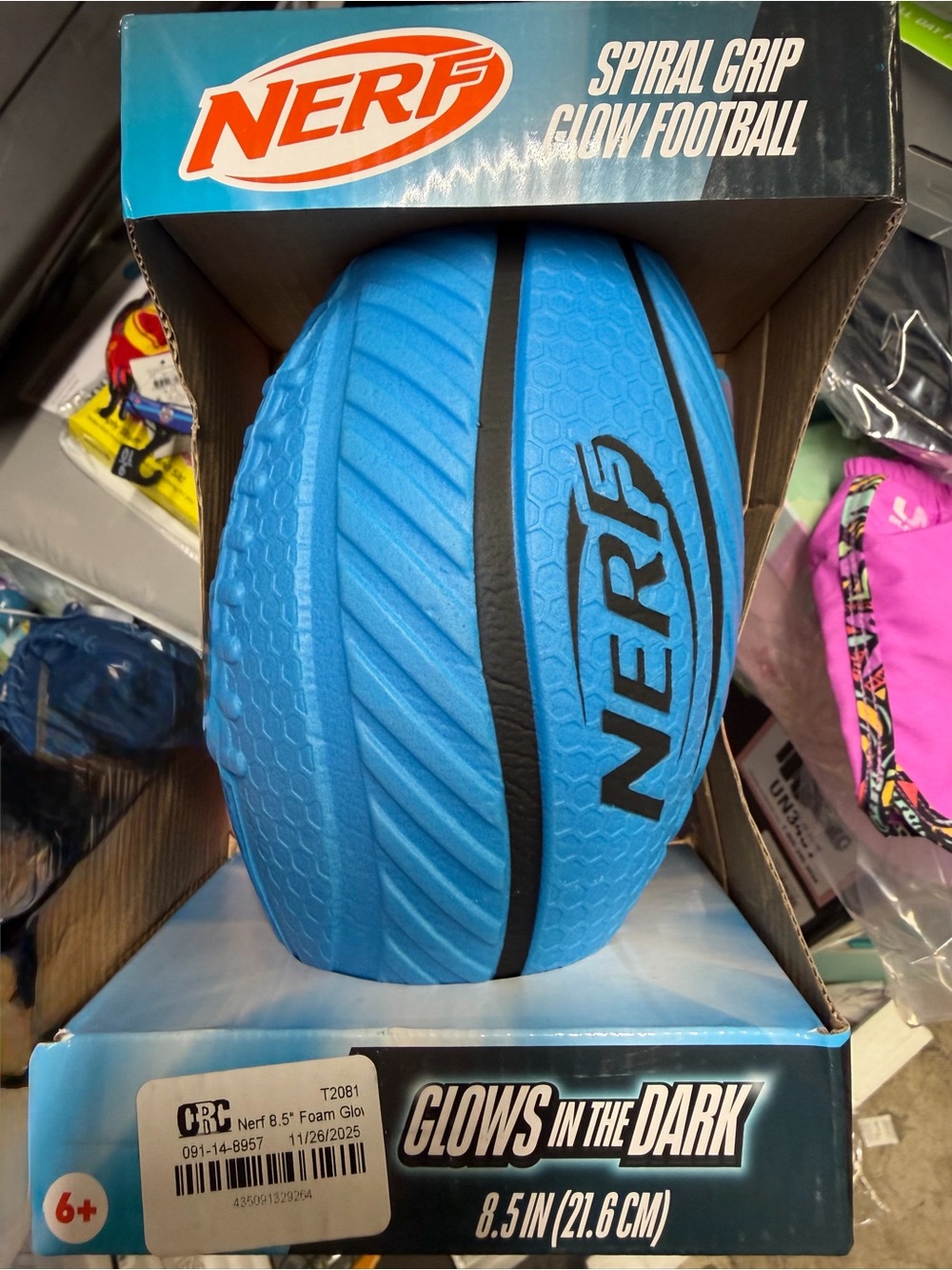 Nerf Blue and Black Spiral Grip Glow Football